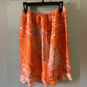 TESS Silk Orange Paisley Women's Skirt Sz large boxBW